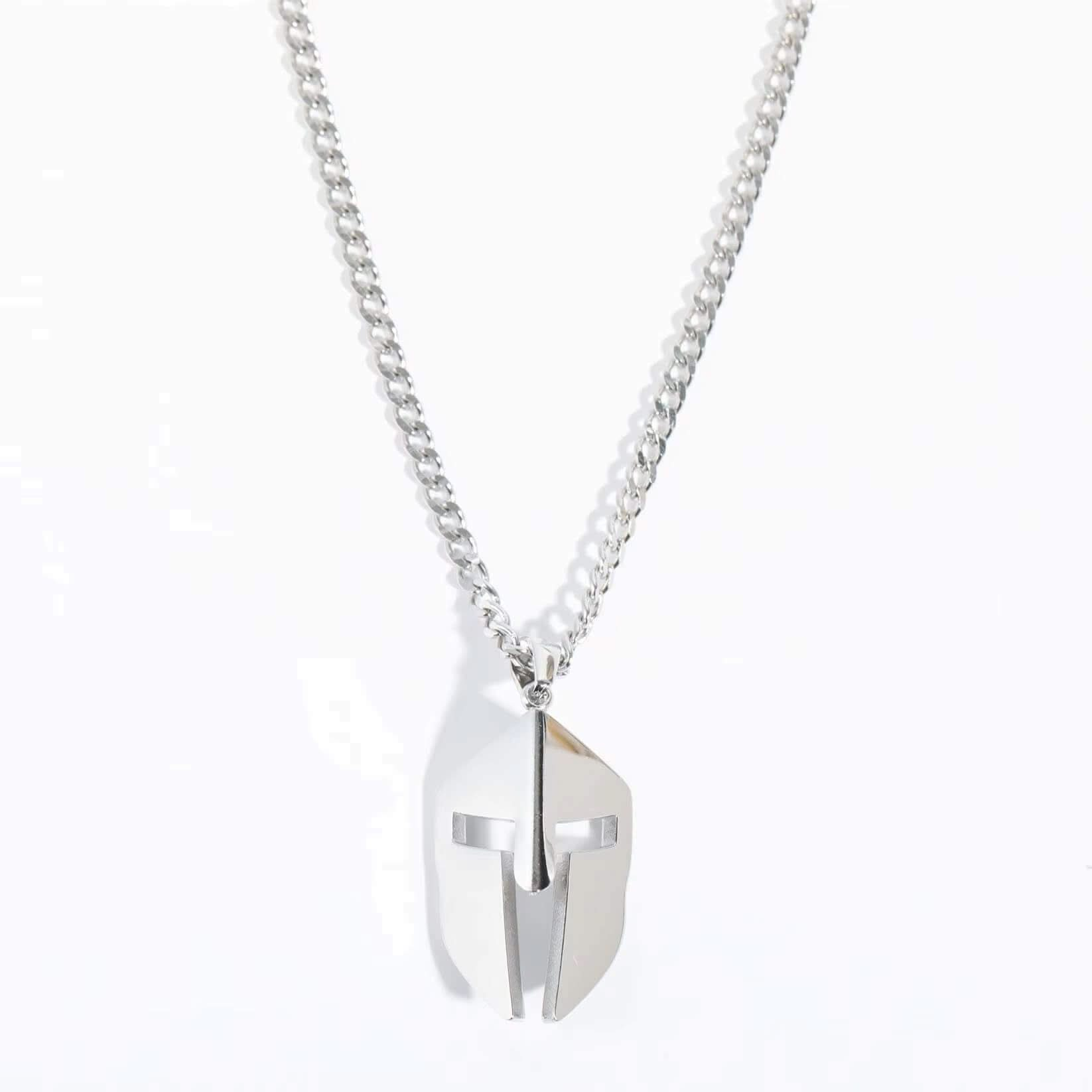 SPARTAN HELMET NECKLACE - SILVER