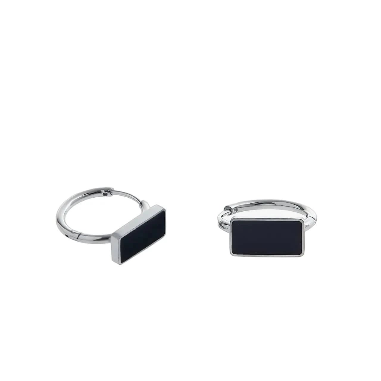 RECTANGULAR EARRING - BLACK - Boujisphere